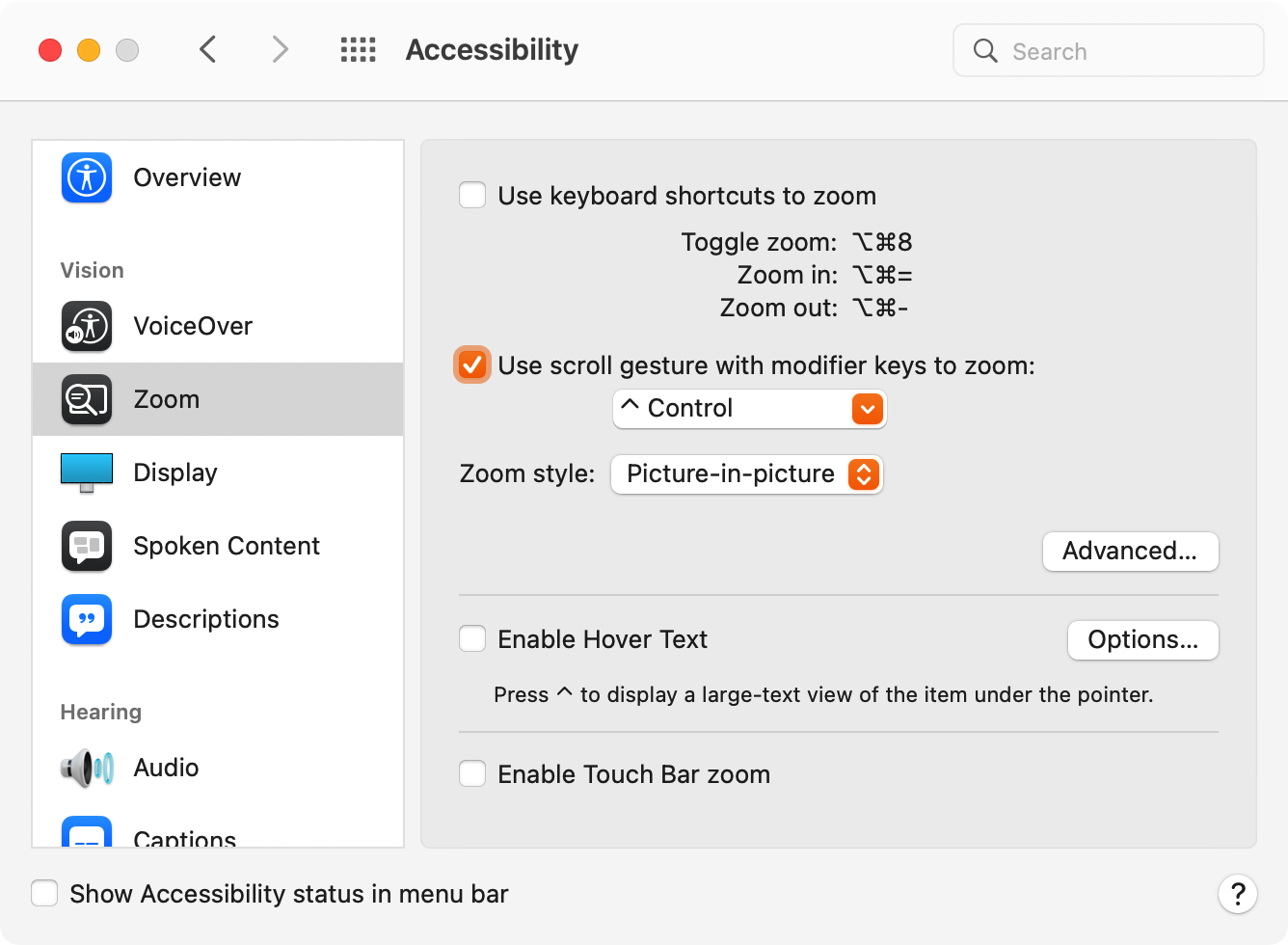 System Preferences > Accessibility > Zoom